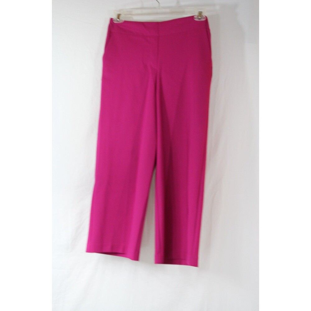 Rachel Zoe Women's Elastic Waist Zipper Hi-Rise Wide Leg Crop Pants SZ 6 Pink